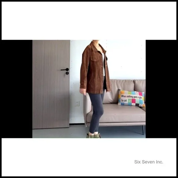 Corduroy Shacket Button Down Casual Jacket Long Sleeve Side Pockets Loose Fit - Picture 6 of 6